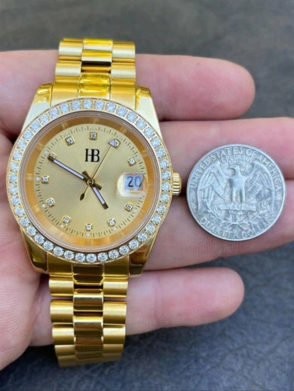 MOISSANITE Automatic Presidential Watch Gold Plated Iced Pass Diamond Test 41mm - Picture 7 of 8